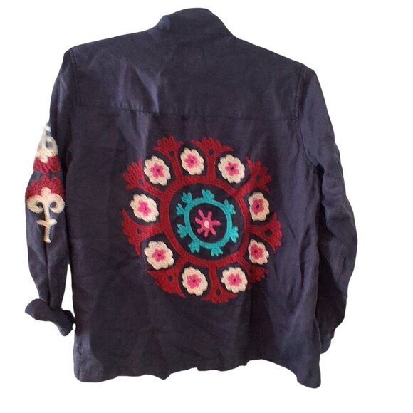 Rails Elliot indigo with floral medallion top womens M linen blend embroidered - Picture 1 of 4